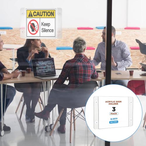 Gerrii 3 Packs Acrylic Window Wall Mount Sign Holder 8.5 x 11 Inch Clear Glass Door Advertising Sign Holder with Suction Cups for Mall Office Home Restaurant Landscape