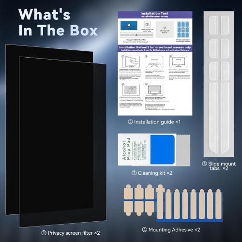 [2-Pack] 22 Inch Computer Privacy Screen Filter for 16:10 Widescreen Monitor, Removable Eye Protection Anti Glare Blue Light Filter Privacy Shield, Anti Scratch Anti Spy Screen Protector Film 22 In