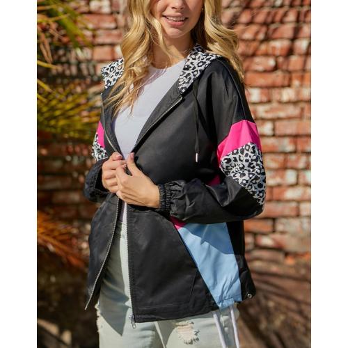Size Large MOLERFO Y2k Jacket Leopard Print Windbreaker 2000s Jackets for Women Trendy 90s Outfits for Women