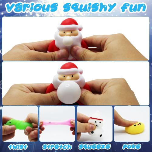 24pcs Advent Calendar 2025 for Kids, Christmas Calendar Countdown with 24PCS Various Cute Relief Stress Toys, 3 Pinch to Bubble Toys & 21 Mochi Squishy for Boys Girls