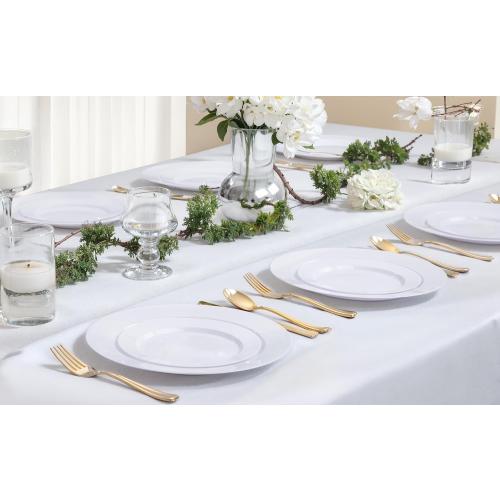 FLOWERCAT 200PCS White Plastic Plates Disposable Plates for Party - Heavy Duty Plastic Plates - 100 10 Dinner Plates and 100 7 Salad Plates for Weddings, Easter Parties and Events