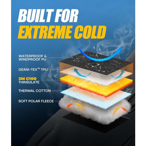 Winter Gloves Men Women Made with 3M Insulation, -20°F GEANI-TEX™ Waterproof Ski Gloves for Cold Weather, 5-Layer Thermal Snow Gloves, 10 Touchscreen Fingers Snowboard Gloves for Cycling, Hiking