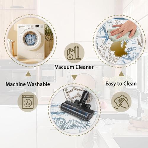 Coastal Rugs for Kitchen Floor, Beach Anti Fatigue Mats for Kitchen Floor Non Slip, 2PCS Rubber Ocean Coral Kitchen Mat, Washable Cushioned Runner Carpet for Sink Laundry 15.7×27.5  15.7×47 3.5mm