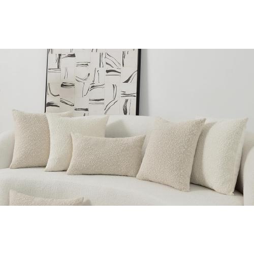 Set of 2 Textured Boucle Throw Pillow Covers 22x22 inch Cream Beige Modern Farmhouse Boho Accent Decorative Square Cushion Cases Neutral Home Decor for Couch Bed Living Room