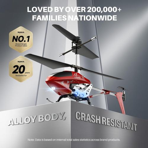 Color red SYMA S107H-E RC Helicopter for Kids 8-12 and Beginners, Remote Control Helicopter with Altitude Hold, 2 Speed Modes, Whole Alloy Toy for Boys Girls Indoor Gift