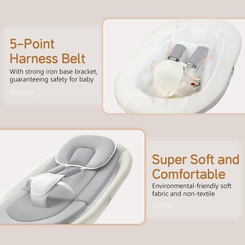 Baby Swing for Infants, Portable Electric Baby Swings with Bluetooth, 5 Swing Speed, 10 Melodies, 5-Point Harness, Remote Control & Touch Panel - Infant Swing for Indoor & Outdoor Use, Wood Grain