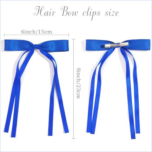 Ayesha Blue Hair Bows Clips Royal Blue Bow Hair Ribbon Bowknot with Long Tail Blue Bows Barrettes Hair Accessories for Women Girls 4PCS