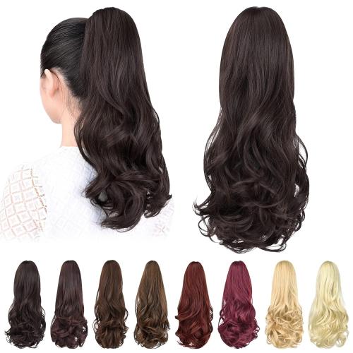 ponytail extension,16 claw clip hair extensions ponytail short curly hair ponytail Extension Natural Looking Synthetic Hairpiece for Women Black brown