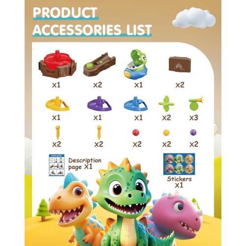 Dinosaur Ball Drop Toy for 3 4 5 6 7 8 Years Old Kids, Dino Spin Twister Toddlers Toy, Shoot Balls Toddler Montessori Toys Gifts for 3-6 Year Old Boys Girls, 2 Players PK Mode