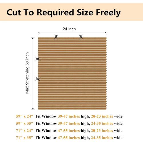 Window Blinds Cordless No Drill Cut to Size Clip On Stick On Self Adhesive Temporary Blinds Pleated Paper Blinds for Windows Doors Shades for Home Nursery Bedroom Kitchen Bathroom