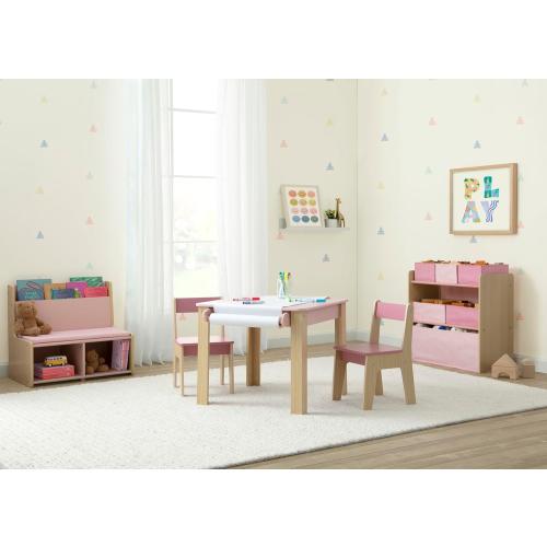 Delta Children - GapKids Table and 2 Chair Set with Paper Roll Holder - Greenguard Gold Certified, Blush Pink