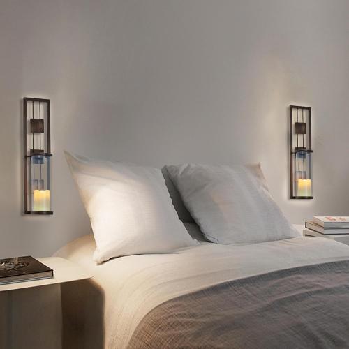 Wall Sconce Candle Holder Metal Wall Decorations for Living Room, Bathroom, Dining Room, Set of 2