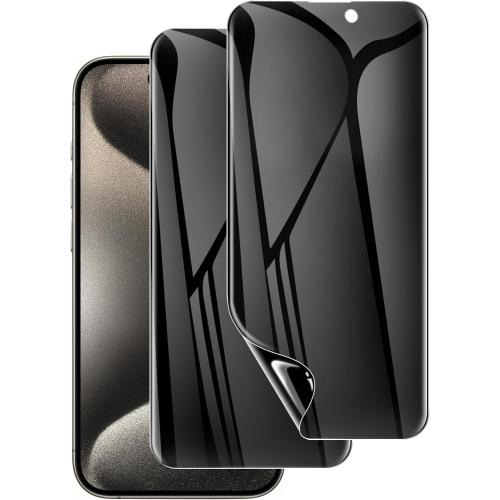 LYWHL 2 Pack for iPhone 15 Pro Max Privacy Screen Protector [Like Original Touch Sensitivity], Anti-Spy Private iPhone 15 Pro Max Film [Non-Glass], Case Friendly, Scratch-Resistant, Self-Healing