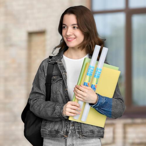 Chell 2 Pack Clear Contact Paper Roll for Books, 17.5in x 5ft Clear Self Adhesive Book Cover Paper Protector