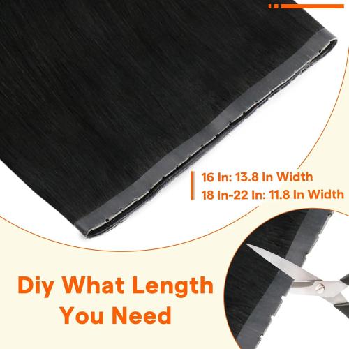 Full Shine Butterfly Weft Hair Extensions Human Hair 8 20 Inch Jet Black Invisible Thin Genius Weft with Double Layered Remy Hair Long Straight Hair Add Length