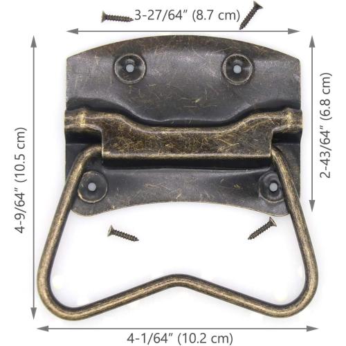 LXZ 4 PCs Vintage Style Lifting Handle Chest Pull with Distressed Antique Brass Finish for Wooden Box/Case/Chest-Large Size