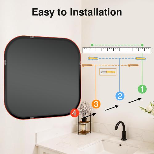 Bathroom Mirror for Wall, Black Bathroom Vanity Mirror for Over Sink 30 x 30, HD Reflection Shatterproof Mirror for Living Room Bedroom Entryway, Metal Frame