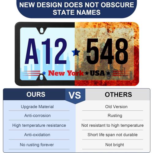 4 Pack Black License Plate Frames, Stainless Steel License Plate Cover, Matte License Plate Holder Car Accessories with Screw Caps (4 Holes)