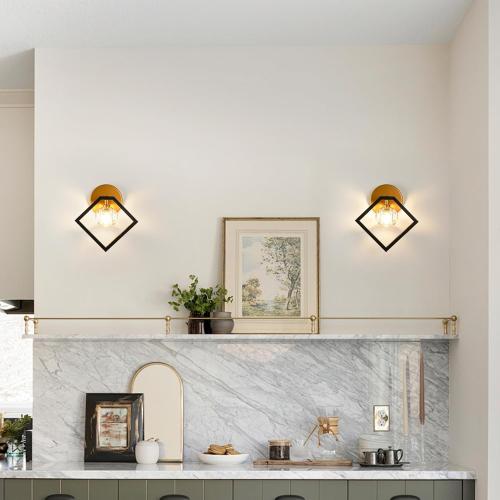 Set of 2 Color Black and Gold  Crystal Wall Sconce Lighting Set of 2, 1-Light K9 Crystal Gold&Black Modern Vanity Lights Wall Lamp, Bathroom Light Fixtures for Mirror Kitchen Living Room Bedroom Hallway Cabinet Porch