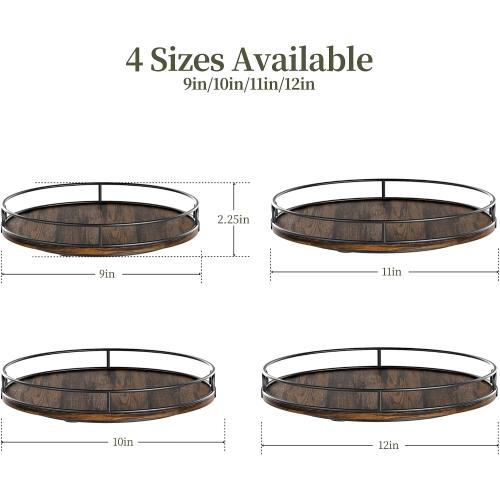 LAMU 11'' Rotating Lazy Susan Organizer, Wooden Lazy Susan Turntable