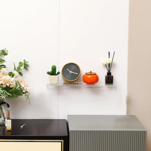 Clear Acrylic Floating Shelves Set of 4 for Lego Sets Funko Pop Collectibles Kids Bookshelf Figures Plant Picture Photo Modern Wall Ledge Floating Shelf for Bedroom Decor Living Room Wall Shelf