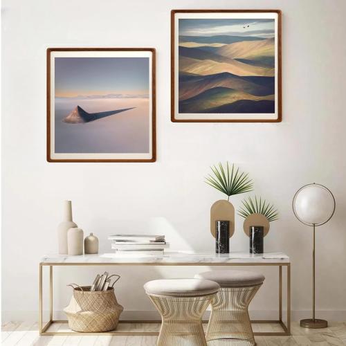20x20 Solid Walnut Wood Picture Frame Matted to 18x18 | Shatterproof Plexiglass, Mortise-Tenon Build, Horizontal & Vertical Wall Mounting Square Large Display Frame