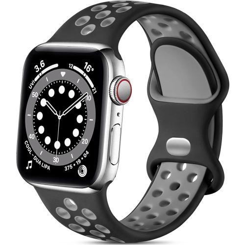 Lerobo Sport Bands Compatible with Apple Watch Ultra 3 2 1 Band 49mm for iWatch Band 11 10 46mm SE 3 2 1 44mm 45mm 42mm, Breathable Silicone Strap for iWatch Series 9 8 7 6 5 4 3 2 1 Men,Black/Gray