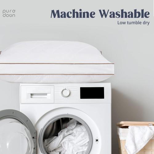 puredown® Goose Feathers and Down Pillow for Sleeping Gusseted Bed Hotel Collection Pillows, Standard, Set of 2