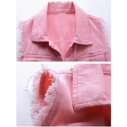 XXL Women's Buttoned Washed Denim Jacket Sleeveless Crop Vest 6 Color