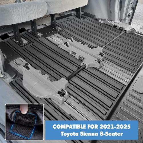Vanseno Floor mats & Cargo Liners Compatible for 2021-2025 Toyota Sienna All Weather Protector Mat for Sienna XLE/XSE/Limited/Woodland Edition 7 Seats with Spare Tire (Not for 2025 Platinum Edition)