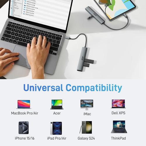 Acer 5 in 1 USB C Hub with 4K HDMI, 100W Power Delivery, 3 USB A Data Ports, USB C to HDMI Multiport Adapter for Laptop, PC, Tablet, MacBook Air, iPad Air, iMac, iPhone 15/16 Pro/Pro Max