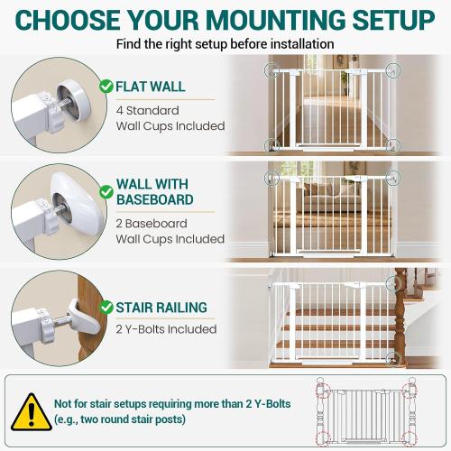 Cumbor 30-46 Baby Gate for Stairs, Auto Close Dog Gate for Doorways White | Toddler Safety Essentials for the House, Mom's Choice Awards Winner-Easy Install Pressure/Hardware Mounted Pet Gate for Dogs