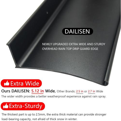 Extra Wide 5.12 W Door rain drip Guard Overhead,55.1 L Aluminum drip Cap for Exterior Doors Window Top,rain drip Edge Flashing,Water Deflector,rain Diverter,Anodized Black 1PCS