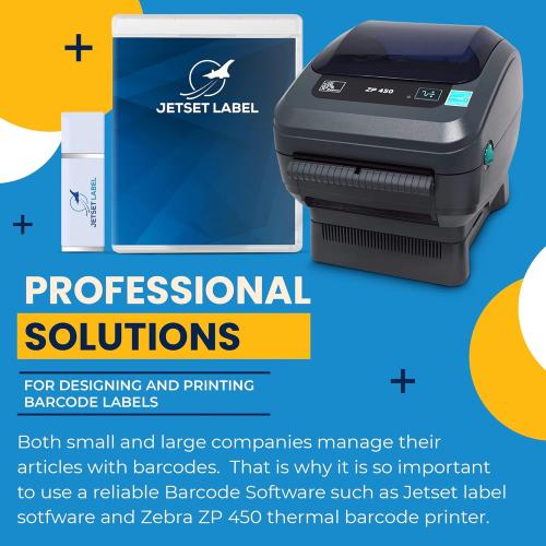 Zebra ZP450 (ZP 450) Label Thermal Bar Code Printer | USB, Serial, and Parallel Connectivity 203 DPI Resolution | Made for UPS WorldShip | Includes Jetset Software with charger and USB cable