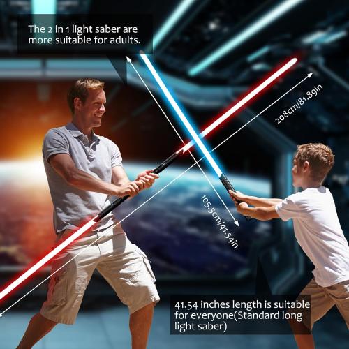 Lightsaber,Double Dueling Light Saber with Length 41.54 inches,2Packs Real 20 Colors RGB FX Light Sabers for Adults, Lightsabers for Kids Birthday Christmas/Halloween Cosplay Party Light up Sword