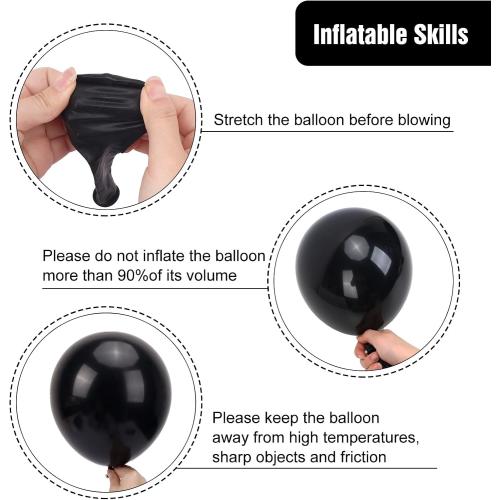 RUBFAC 154pcs Black Balloons Different Sizes 18 12 10 5 Inches for Garland Arch Kit, Latex Balloon for Graduation Party Birthday Wedding Decorations