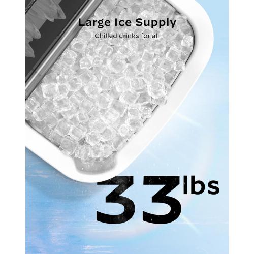 Nugget Countertop Ice Maker - Silonn Chewable Pellet Ice Machine with Self-Cleaning Function, 33lbs/24H, Ice Makers for Home Kitchen Office, Stainless Steel