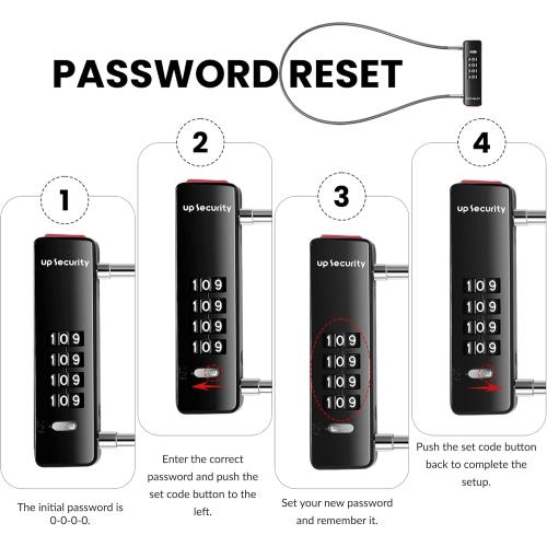 Combo Cable Bike Lock, 4 Digit Combination Lock for Outdoor Fence Gate, Luggage Safe, Scooter, U Cable Lock with Code, for Refrigerator, Cabinet (23.6(60cm) Cable, Black)
