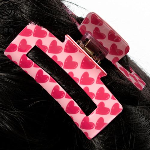 AEGYPIUS Red Claw Clip, 3.14 x 1.65 Inches Red Heart Valentines Hair Clips Hair Claw Heart Hair Clip Hearts Valentines Day Hair Clips Hair Accessories for Women