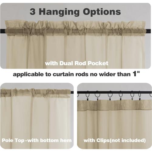 Taupe Sheer Curtains 84 Inches Long 2 Panels Set- Light Filtering Curtains for Bedroom, Soft Airy Voile Rod Pocket Living Room Window Drapes, 42Wx84L Inches, 2 PCS