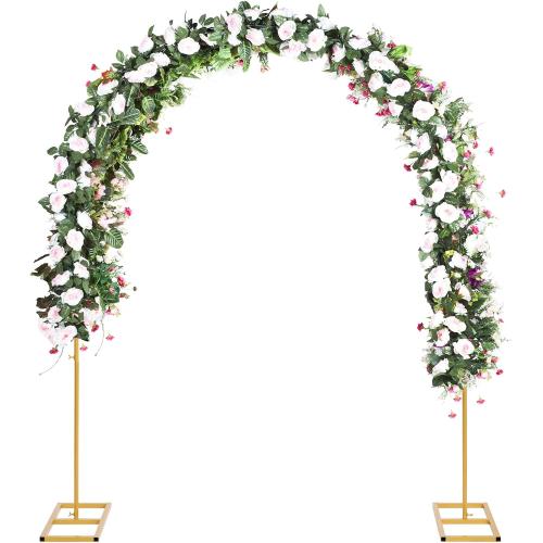 DOEWORKS 6.5 FT Metal Balloon Arch Stand, Rectangle Wire Backdrop Stand for Ceremony, Flower Stand Rack for Wedding, Birthday Party, Golden