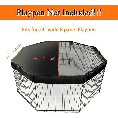 PJYuCien Dog Playpen Mesh Top Cover, Fits 24 Inch 8 Panels Regular Octagon Metal Exercise Pet Pen, Adhesive Tape Connections, Black (Note: Cover Only, Fence Not Included)