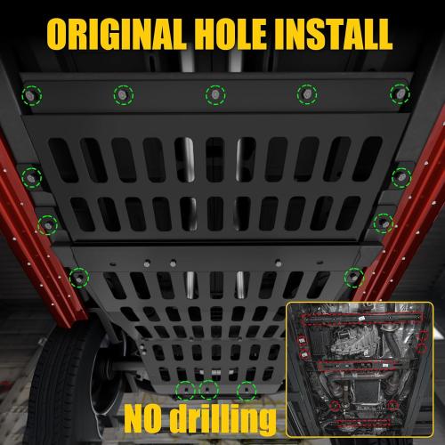 Skid Plates Compatible with 2021-2025 Ford F150 3.5L Supercrew Engine Lower Protection Carbon Steel Transmission Splash Guard Underbody Protecter 2024 F-150 Accessories