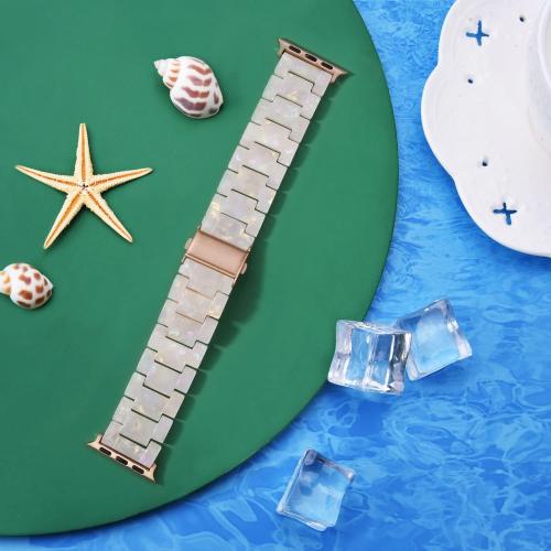 V-MORO Resin Band Compatible with Apple Watch Series 7/8/9/10/11 41mm/40mm/38mm/42mm Fashion Strap for iWatch Series 6/5/4/3/2/1/SE Lightweight Bracelet Wristband Replacement Women(Colorful Ivory White)