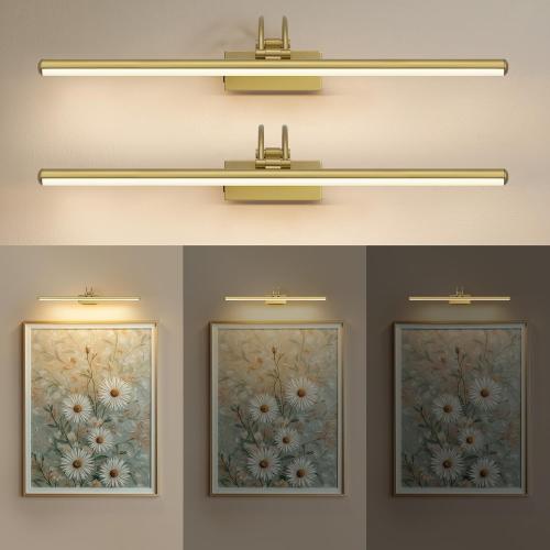 KDG LED Cordless Wall Picture Light with Remote, 7000mAh Rechargeable Dimmable Art Lighting, Adjustable Swing Arm, Picture Frame Light for Gallery, Living Room, Hallway, 24 inch, Bronze