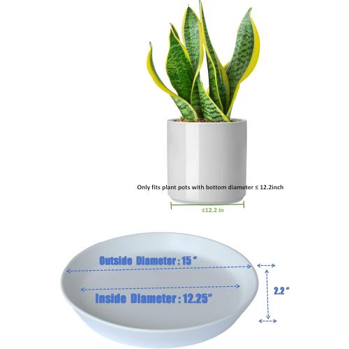 1 Pack Plant Saucer Pot Trays 14 Inch, Deep Plant Saucers Water Catcher Tray for Indoor & Outdoor Planters,Bird Bath Durable Ceramic Plant Tray for Flower Pot （14 inch White）