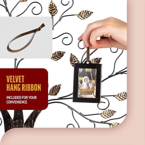 20x 18 Klikel Family Tree Picture Frame Display with 10 Hanging Picture Photo Frames | Large 20 x 18 Metal Tree | 10 Ornamental 2x3 Frames