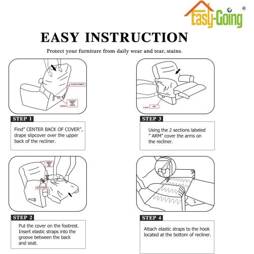 Easy-Going  Microfiber Stretch Recliner Slipcover – Spandex Soft Fitted Sofa Couch Cover, Washable Furniture Protector with Elastic Bottom for Kids, Pet(Recliner, Black)
