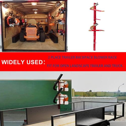 Red 2 Pack ELITEWILL 2 Place Trailer Backpack Blower Rack Storage Holder Compatible with Open Lawn Landscape Trailers Trucks - 2 Pack Backpack Blower