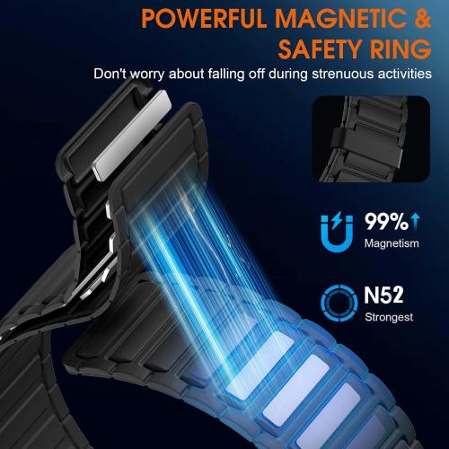 Witzon Magnetic Band Compatible with Apple Watch 45mm for Men 46mm 44mm 42mm 41mm 40mm 38mm 49mm Bands, Sport Silicone Strap Strong Magnet Link Wristband for iWatch Series 10 9 8 7 6 5 4 3 SE Ultra 2